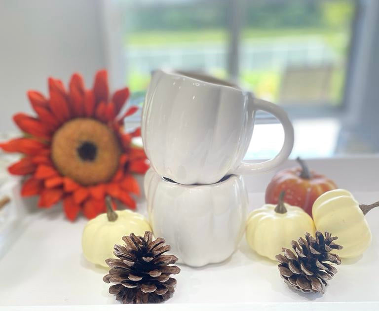 White pumpkin mugs